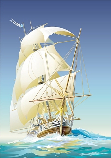 帆船 海浪 矢量图 素材 风景图片
