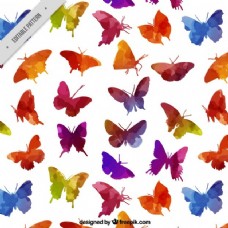 多彩的背景水彩彩色蝴蝶图案