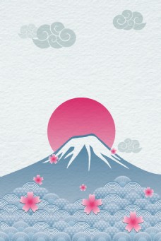 风景矢量古风日本富士山樱花背景