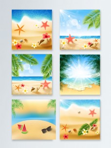 度假沙滩创意矢量风格AI格式主图背景