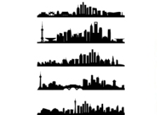 中国五大城市剪影图片