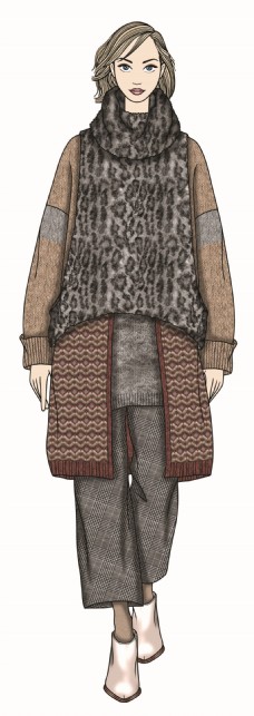 个性豹纹毛衣女装服装效果图