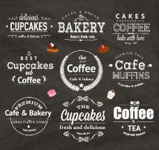咖啡甜点艺术字标签矢量素材