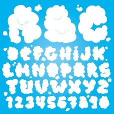 云朵字母设计矢量素材