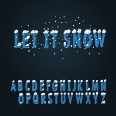 冬季风格英文字母设计矢量素材