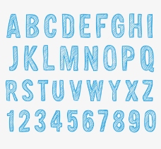斜纹蓝色字母数字艺术字矢量图