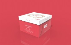 红色小清新手绘八寸蛋糕盒