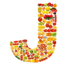 水果蔬菜蔬菜水果组成的字母J图片