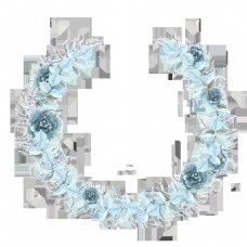 手绘水蓝色花卉透明素材png