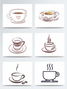 茶杯手绘线描饮料咖啡PNG素材