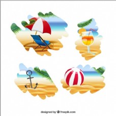 海滩元素插画