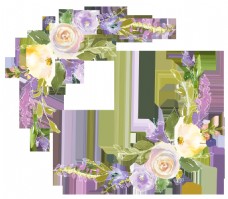 水纹水彩紫色婚礼卡片花纹PNG透明素材