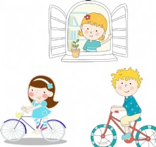 可爱小女孩骑自行车的儿童图片