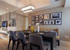 现代时尚客厅灰色餐椅室内装修效果图