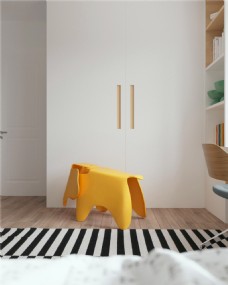 清代现代时尚清新卧室黄色异形凳子室内装修图