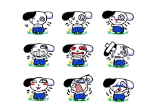动物表情可爱Q版小狗表情卡通矢量动物设计