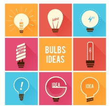 idea8款创意灯泡设计矢量图