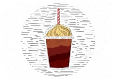 咖啡杯手绘矢量咖啡饮料插画