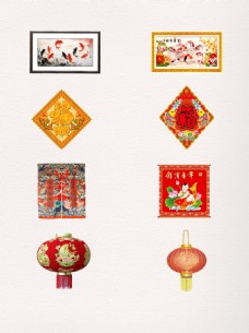 8款元旦节日年年有余家庭装饰素材