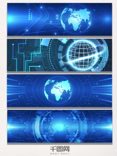 未来科技蓝色地球模型banner图片
