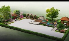 喷泉设计别墅景观效果图图片