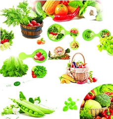 精美成堆扣好的水果蔬菜高清晰图片