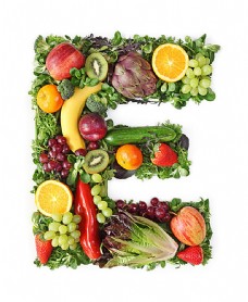 水果蔬菜蔬菜水果组成的字母E