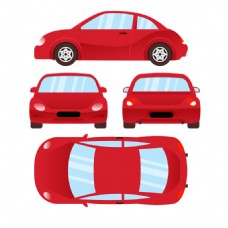 红色卡通小轿车设计素材