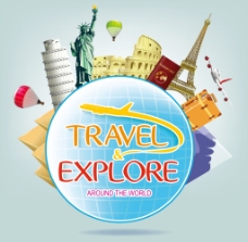 旅游签证环球旅行标签设计