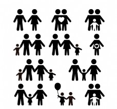 黑色家庭人物图标