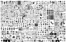 上千个黑白图标 矢量图案图片