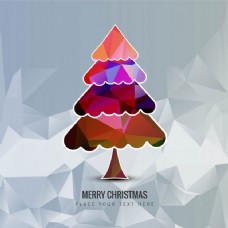 圣诞风景多边形风格的彩色圣诞树背景