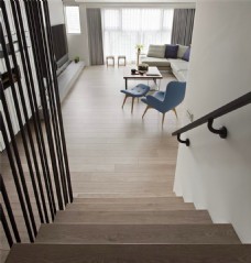 现代室内现代客厅楼梯木制扶手室内装修效果图