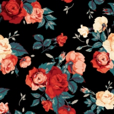 玫红色玫瑰漂亮的复古风格玫瑰图案背景图片
