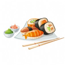 寿司美食矢量素材图片