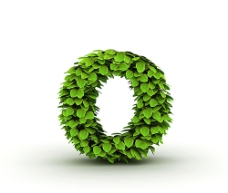 绿色叶子绿叶组成的字母o