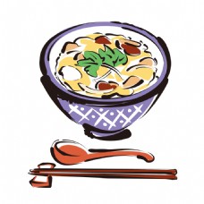 日式美食清新手绘日式拉面料理美食装饰元素