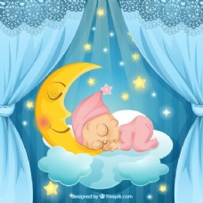 熟睡的婴儿的插图