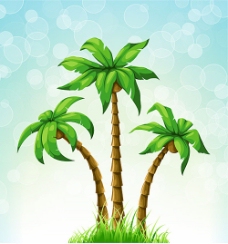夏日创意椰树与梦幻背景