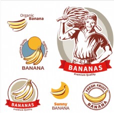 装饰品优质香蕉标签矢量素材