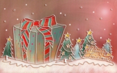 圣诞风景手绘线条圣诞节风景插画图片