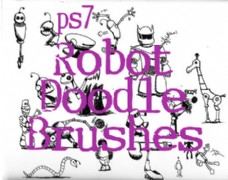 可爱卡通机器人涂鸦画笔PS笔刷
