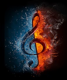 水珠素材燃烧的音乐符号