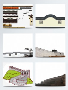 建筑卡通中国风卡通城墙建筑
