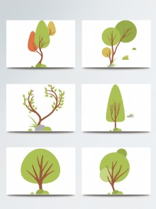 树木淡绿扁平配图装饰ai矢量树木元素