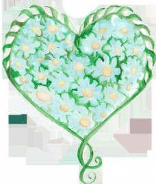 爱心图案手绘绿色心形图案透明爱心