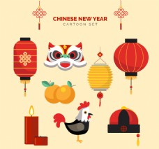 新年水果中国新年卡通素材