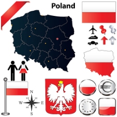 波兰地图国旗