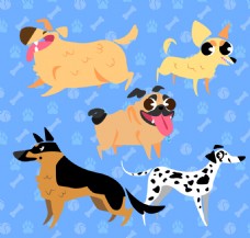 可爱狗狗卡通创意可爱五只小狗设计素材