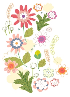 潮流素材矢量花卉植物图案
